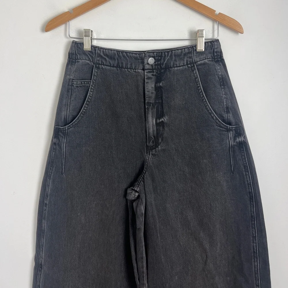 NEW Pistola Size 25 Lottie High Rise Relaxed‎ Bowed Barrel Jeans In Zen